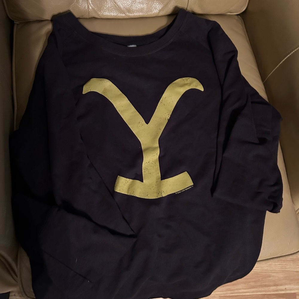 Black Sweatshirt with Gold Graphic Y Logo